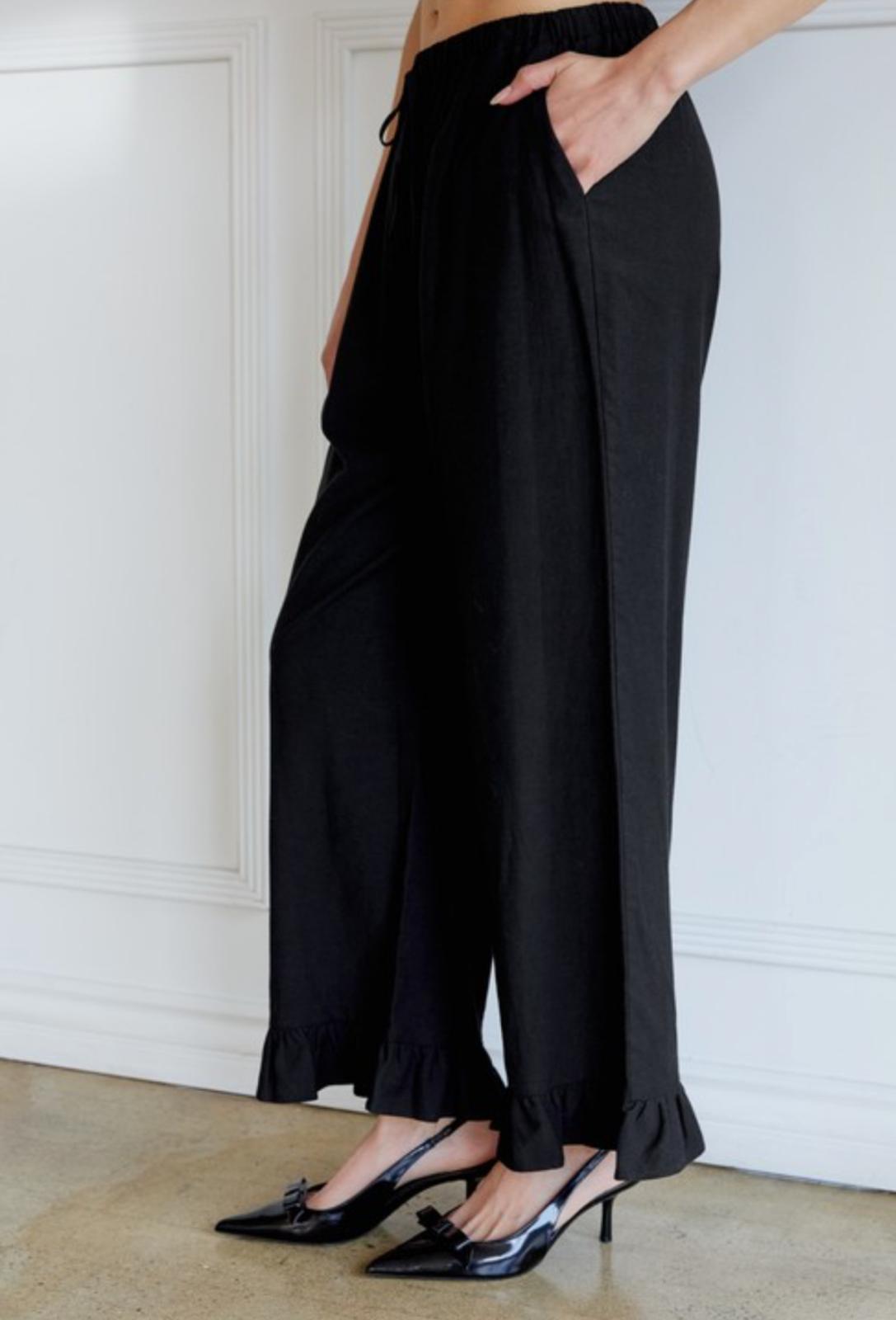 Black Ruffle Pants