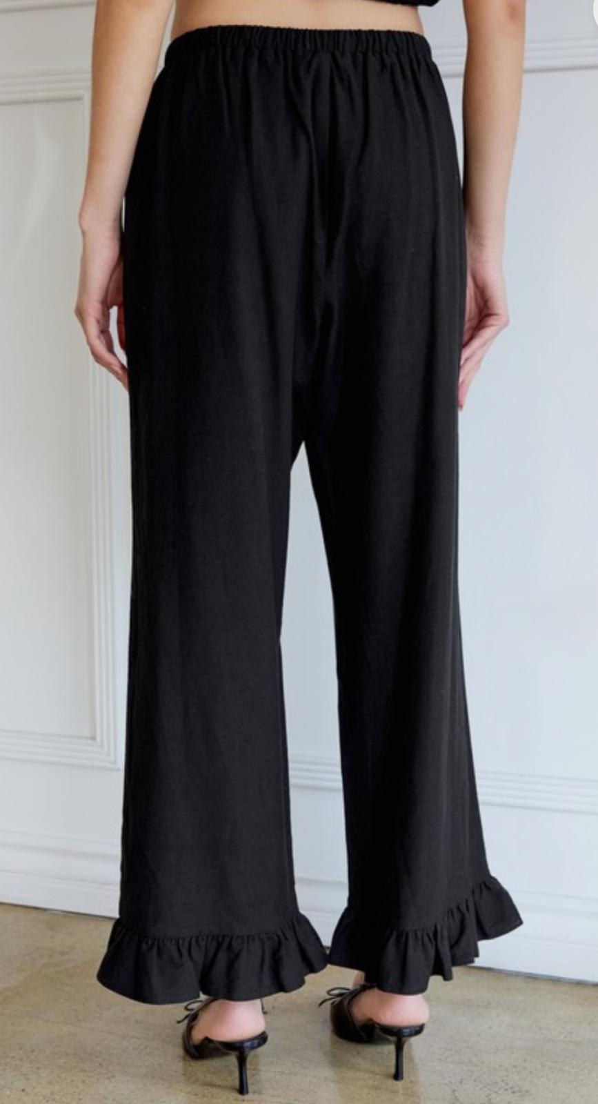 Black Ruffle Pants